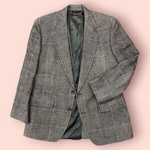 Vintage Brooks Brothers Camel Hair Sport Coat Blazer 42R Glen Plaid USA Made Ivy